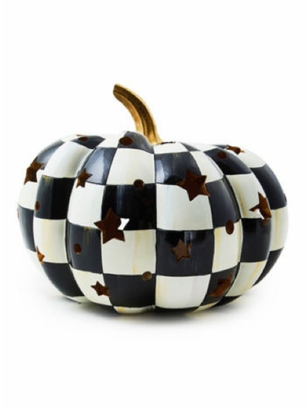 MacKenzie-Childs Courtly Check Illuminated Squashed Star Pumpkin